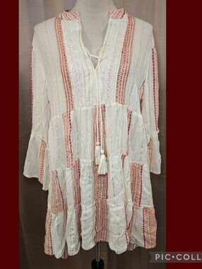 🏖️Turks & Caicos Striped Gauze Boho Tunic Top/Dress🏖️